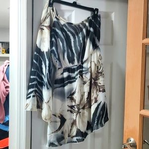 Ruby rox one shoulder dress, size small. Cream, black and brown.